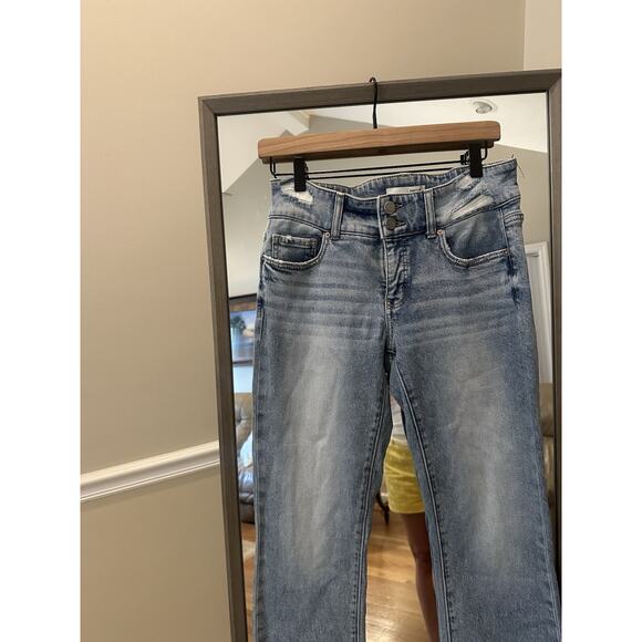 BKE Payton Straight Jeans Womens 27x27 Blue Universal Fit High Rise Distressed - Picture 4 of 7